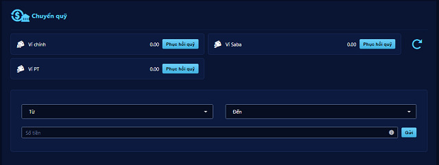 Giao diện chuyển quỹ BWING
