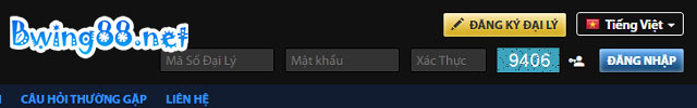 Biểu mẫu đăng nhập vào tài khoản đại lý tại BWING