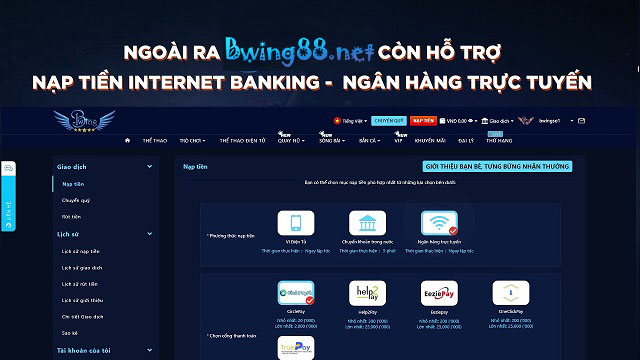 Nạp tiền tại nhà cái thông qua nhiều phương thức